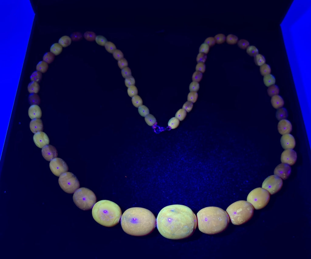 Mid-Century Butterscotch Amber Beads Necklace, 60cm, Gold Clasp