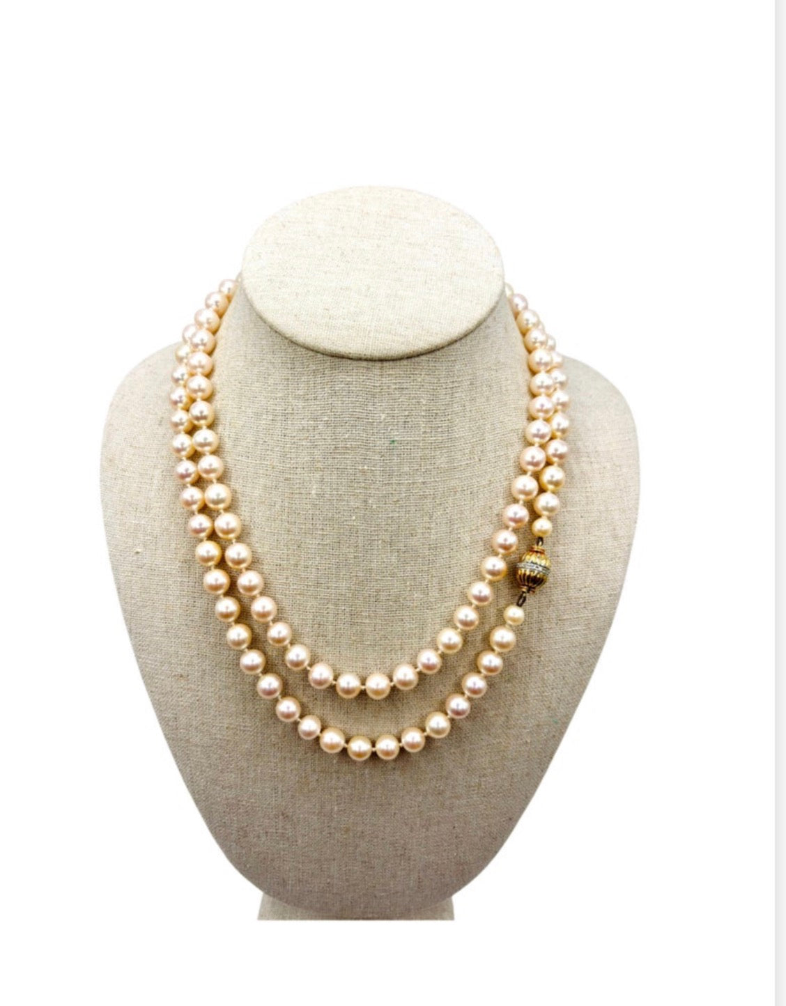 Exceptional Long Akoya Pearl Necklace, 97cm, 8mm Pearls, Hallmarked 18K Gold