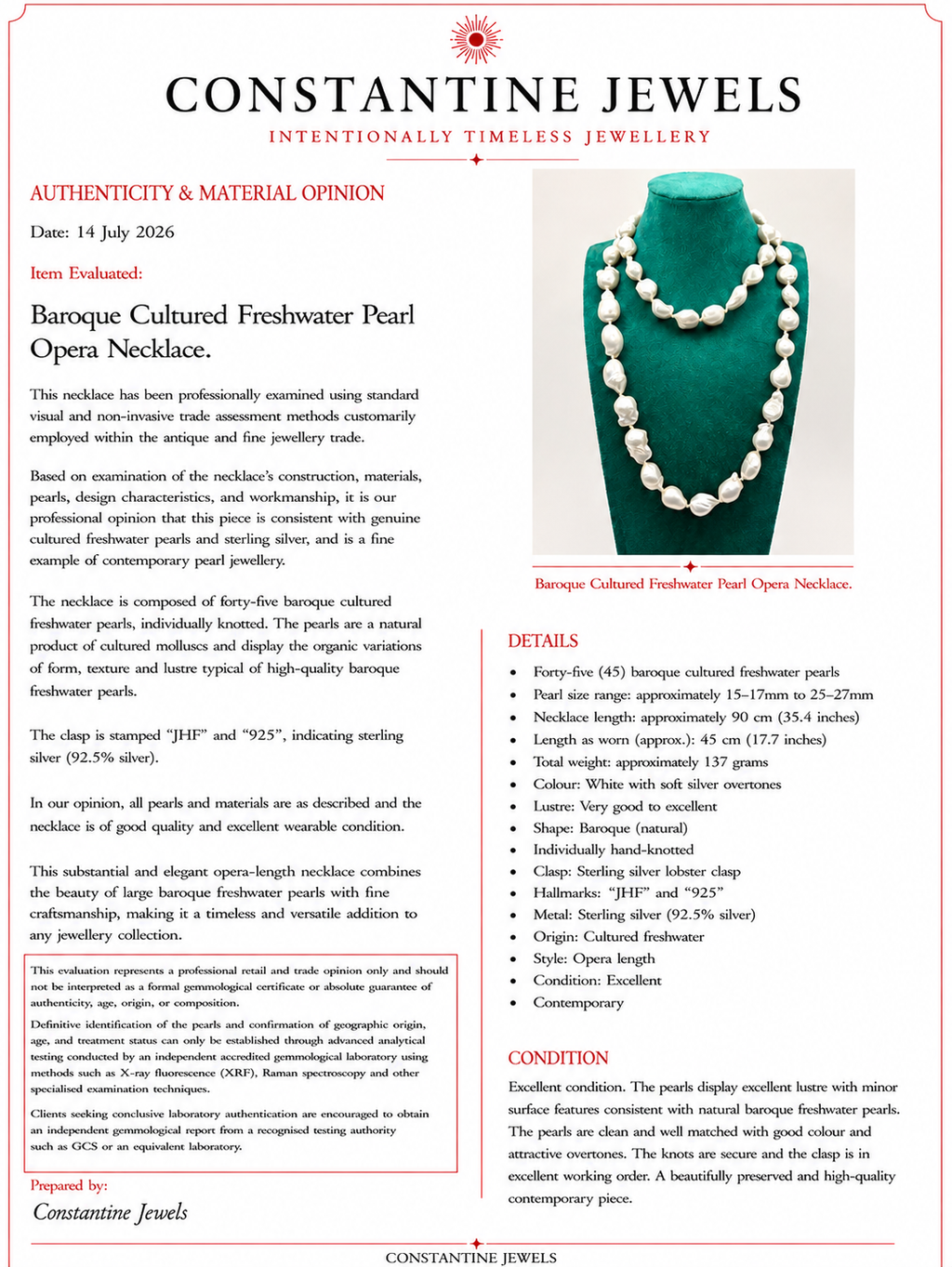 Oversized 15-27mm Baroque Cultured Freshwater Pearl Opera Necklace, 45 Pearls, 90 cm