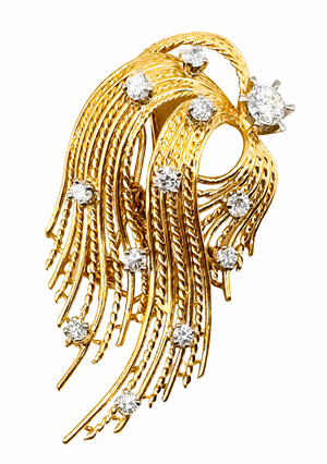 Diamond Platinum Brooch, 18 Karat Gold, Comet design, France circa 1950