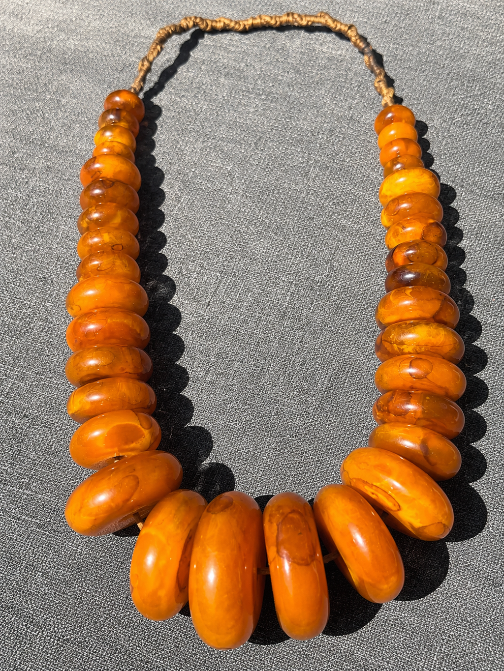 Monumental Graduated Amber Rondelle Necklace, 600 Grams, Ethnographic Character