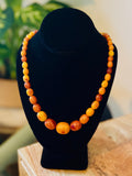 Mid-Century Butterscotch Amber Beads Necklace, 60cm, Gold Clasp