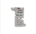 Cartier “Le Baiser du Dragon” Diamond & Ruby Pin Brooch, 18K White Gold, Signed & Numbered, Cartier Case, 1990s