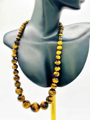 Striking Graduated Tiger’s Eye and Sterling Silver Necklace