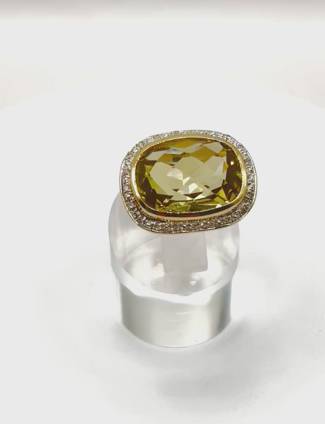Impressive Large Oval Citrine and Diamond White Gold Cocktail Ring
