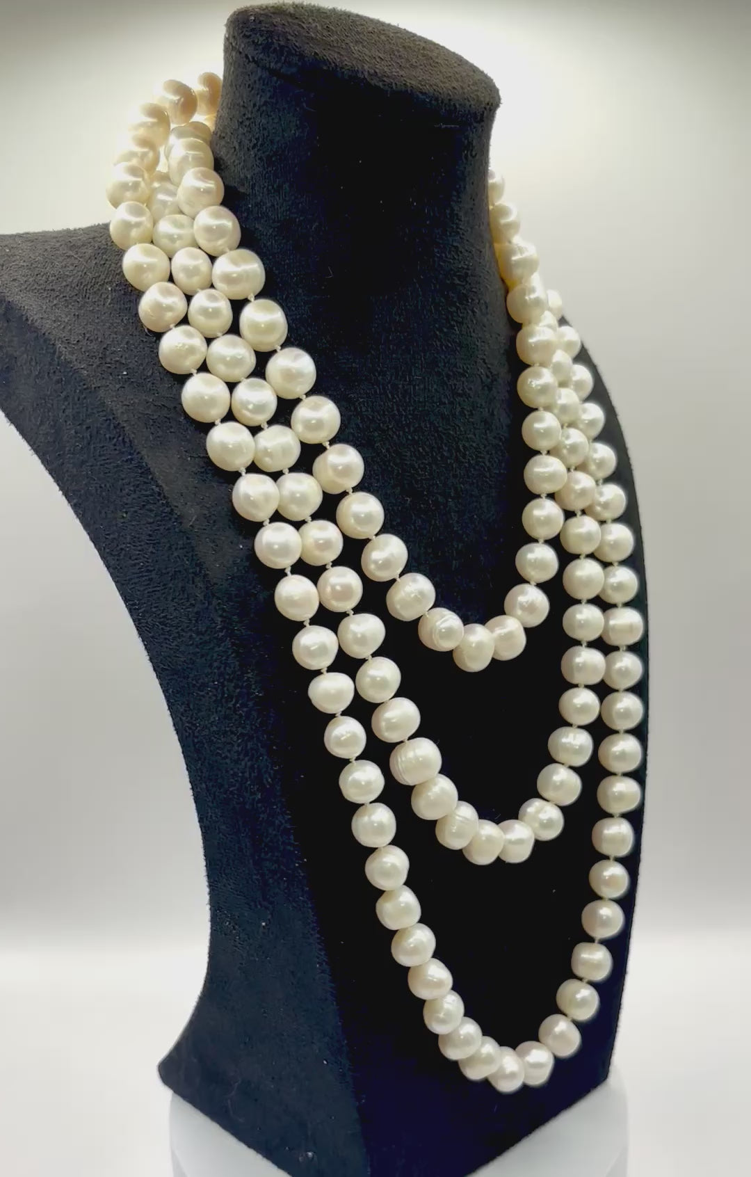 Vintage 60-Inch Endless Freshwater Pearl Rope Necklace, 136 Large Baroque Pearls