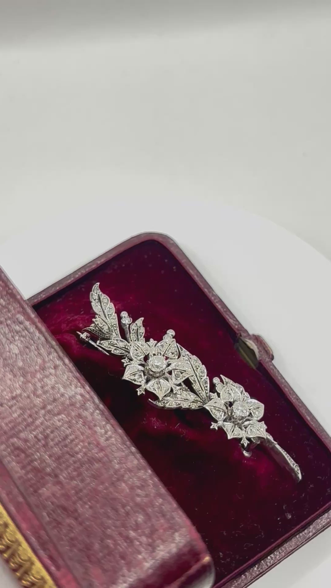 Antique French 18K Gold & Silver Diamond Transformable Dog Rose Brooch, 1875-1895