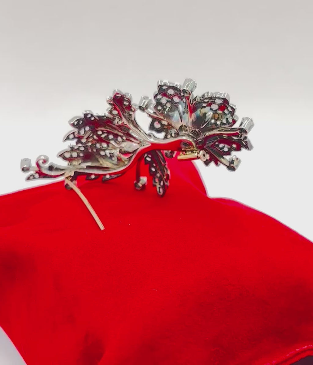 Late 19th Century Floral Spray Brooch with Old European and Rose Cut Diamonds, 8cm long