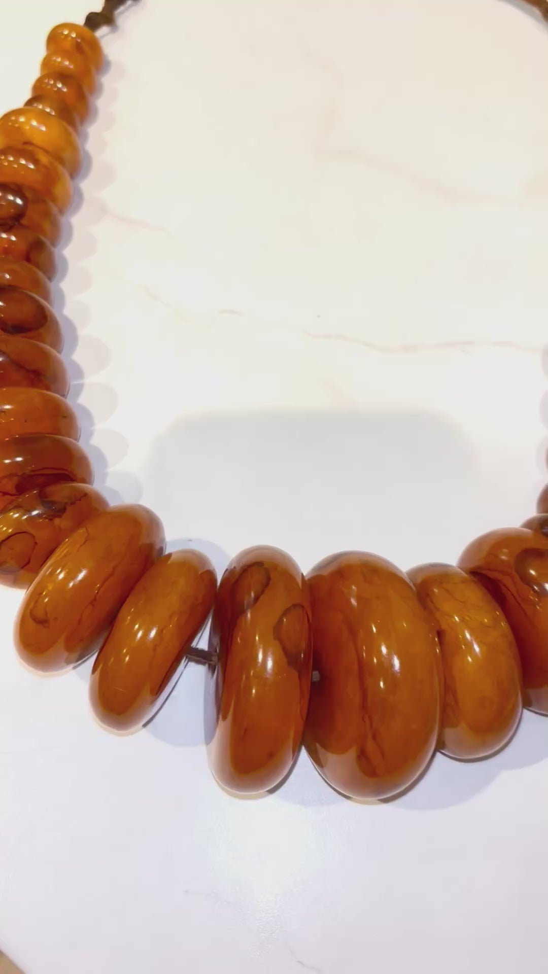 Monumental Graduated Amber Rondelle Necklace, 600 Grams, Ethnographic Character