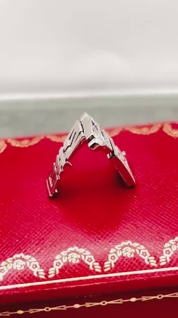 Cartier “Le Baiser du Dragon” Diamond & Ruby Pin Brooch, 18K White Gold, Signed & Numbered, Cartier Case, 1990s