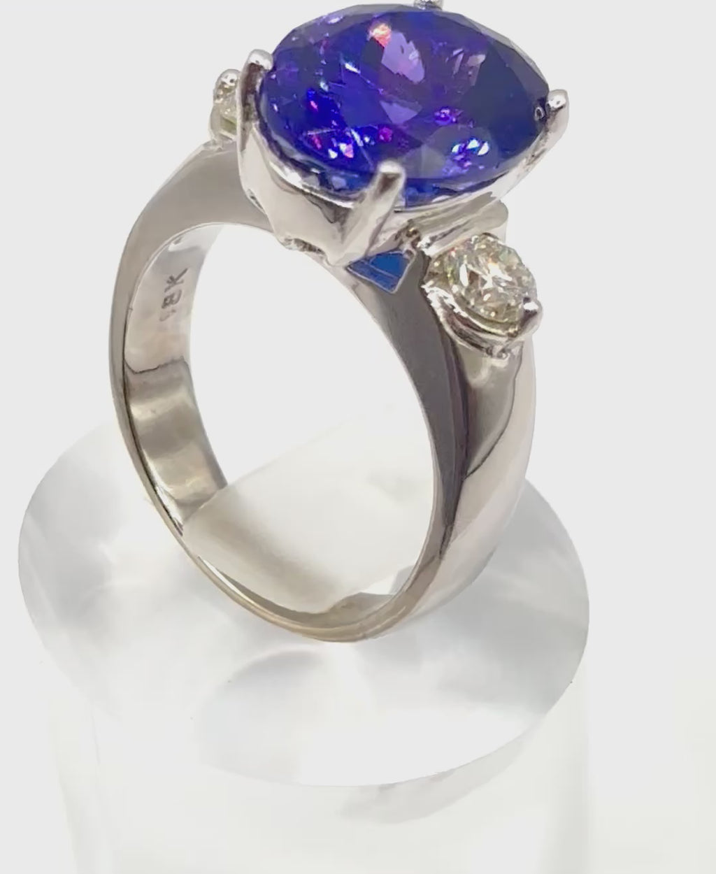 7.50 Carat Tanzanite and Diamond Ring in 18 Karat White Gold