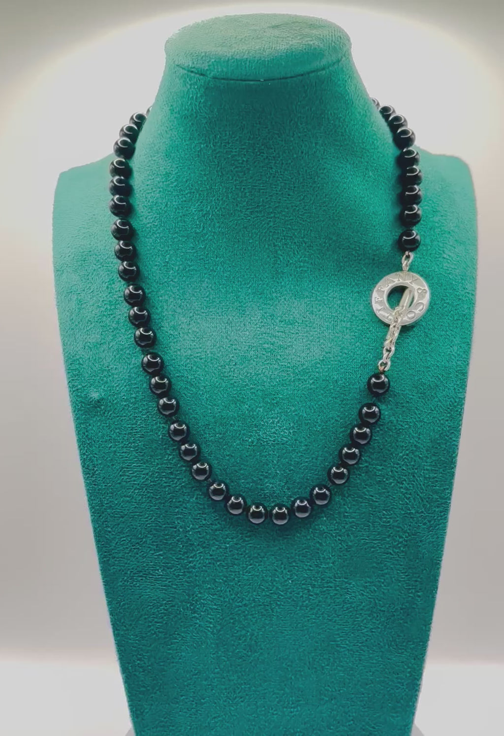 Tiffany & Co. 8mm Black Onyx Bead Necklace in Sterling Silver