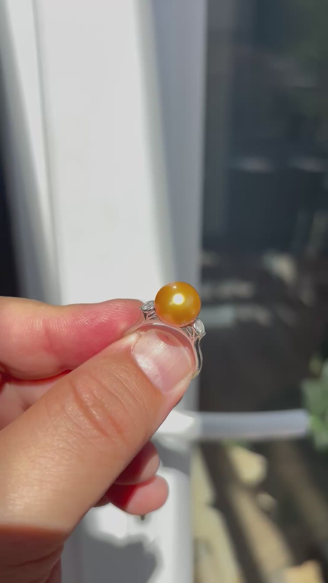 Golden South Sea Pearl and Diamond Necklace and Ring Suite 18K