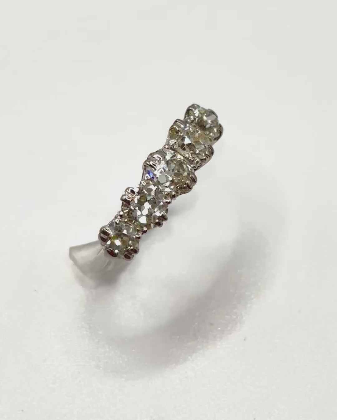 Antique Edwardian 2.00 Carat Old Mine Cut Diamond Five Stone Platinum Ring