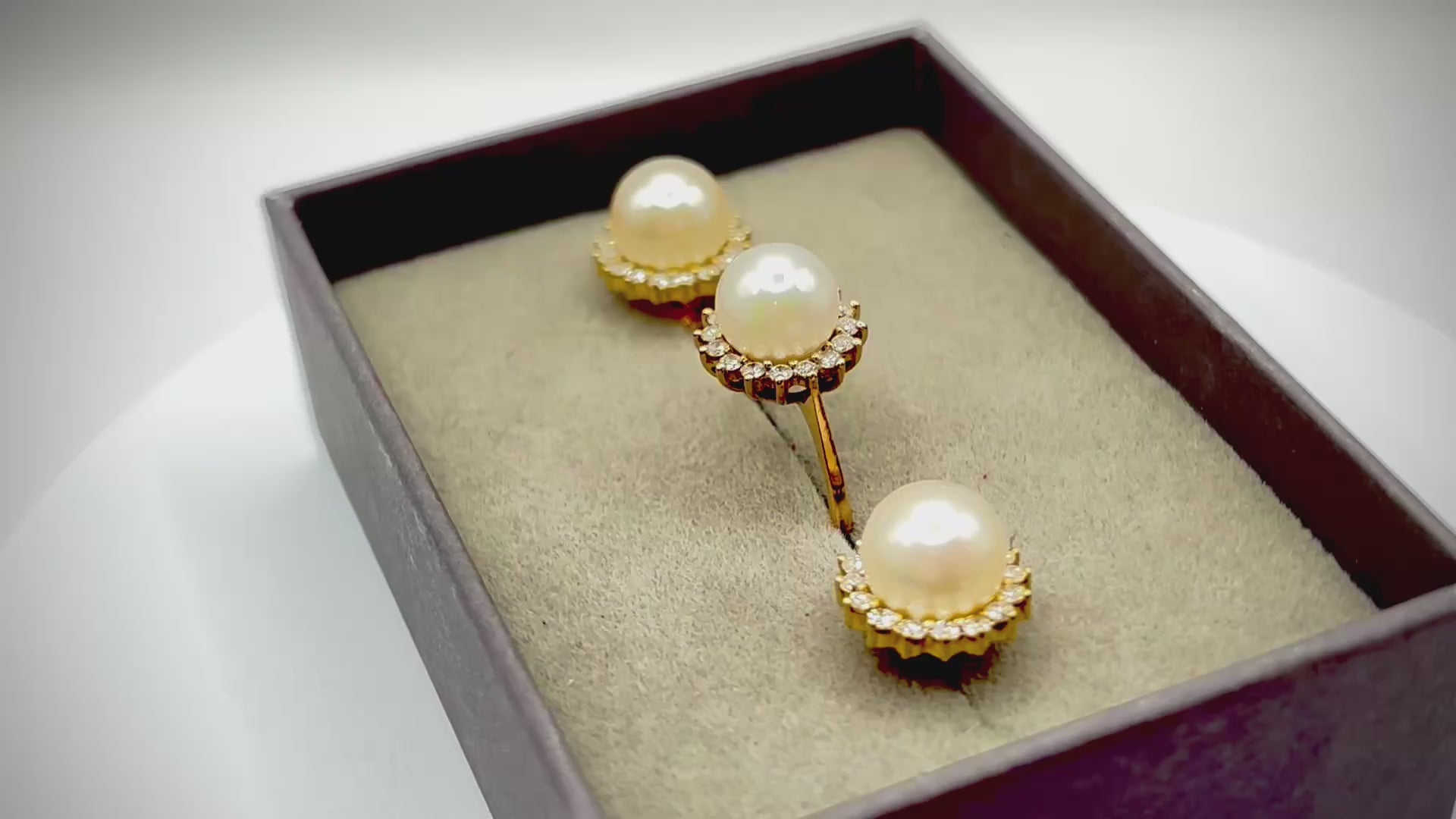Vintage Pearl and Diamond Cluster Earrings, 9mm Pearls, 18ct Gold